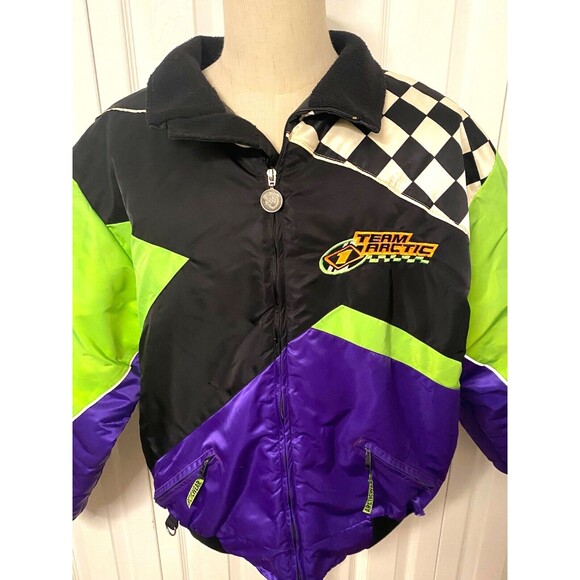 VTG 90s Arctic Cat Wear Jacket Snowmobile Racing Coat Mens XL USA Made Neons - Picture 3 of 16